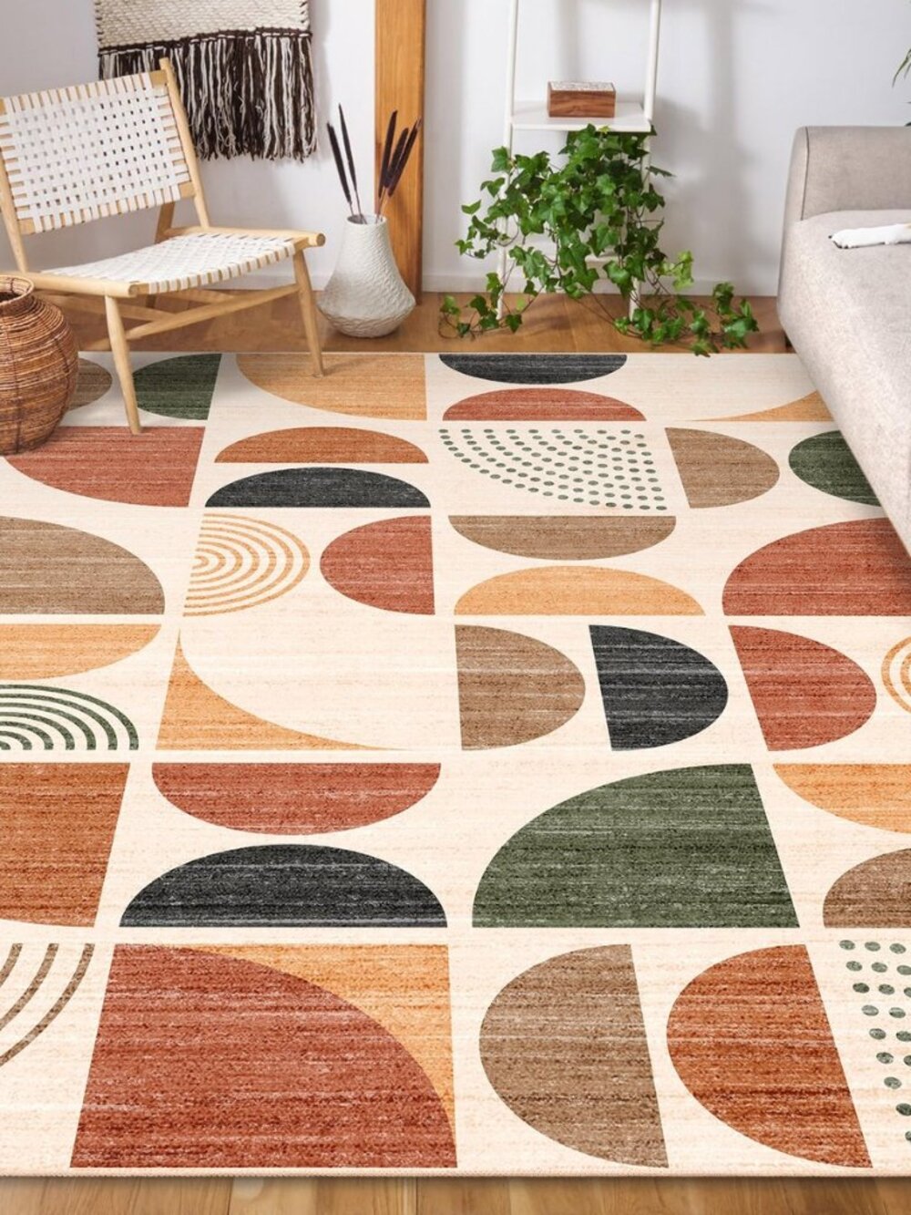 5x7 Area Rugs Washable,Boho Rugs Non Slip Modern Abstract Large